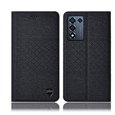 Coque Clapet Portefeuille Livre Tissu H14P pour Oppo K9S 5G Noir