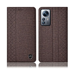 Coque Clapet Portefeuille Livre Tissu H14P pour Xiaomi Mi 12 Lite 5G Marron