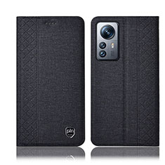 Coque Clapet Portefeuille Livre Tissu H14P pour Xiaomi Mi 12 Lite 5G Noir