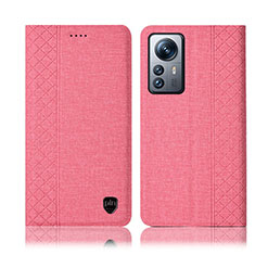 Coque Clapet Portefeuille Livre Tissu H14P pour Xiaomi Mi 12 Lite 5G Rose