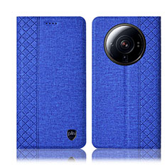 Coque Clapet Portefeuille Livre Tissu H14P pour Xiaomi Mi 12 Ultra 5G Bleu