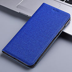Coque Clapet Portefeuille Livre Tissu H21P pour Samsung Galaxy Grand Max SM-G720 Bleu