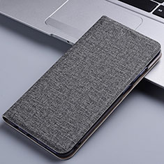 Coque Clapet Portefeuille Livre Tissu H21P pour Samsung Galaxy Grand Max SM-G720 Gris