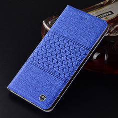 Coque Clapet Portefeuille Livre Tissu H21P pour Xiaomi Poco F4 5G Bleu