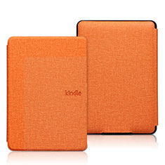 Coque Clapet Portefeuille Livre Tissu L01 pour Amazon Kindle 6 inch Orange