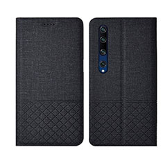 Coque Clapet Portefeuille Livre Tissu L01 pour Xiaomi Mi 10 Noir