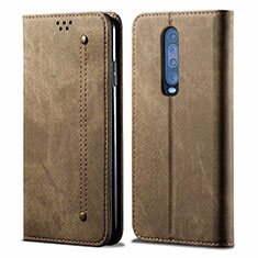 Coque Clapet Portefeuille Livre Tissu L02 pour Xiaomi Redmi K30 5G Gris