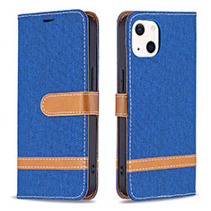 Coque Clapet Portefeuille Livre Tissu pour Apple iPhone 13 Mini Bleu