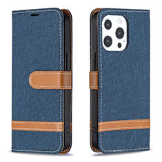 Coque Clapet Portefeuille Livre Tissu pour Apple iPhone 13 Pro Bleu Royal