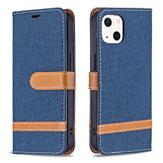 Coque Clapet Portefeuille Livre Tissu pour Apple iPhone 14 Bleu Royal