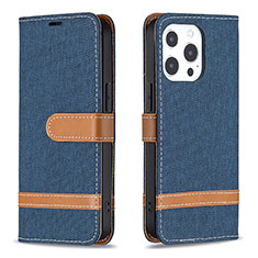 Coque Clapet Portefeuille Livre Tissu pour Apple iPhone 14 Pro Bleu Royal