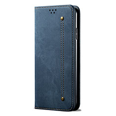 Coque Clapet Portefeuille Livre Tissu pour Huawei Honor 30 Bleu