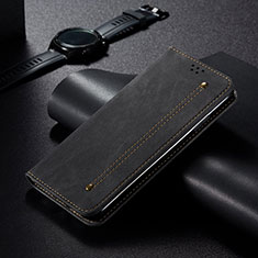 Coque Clapet Portefeuille Livre Tissu pour Huawei Honor 50 Pro 5G Noir