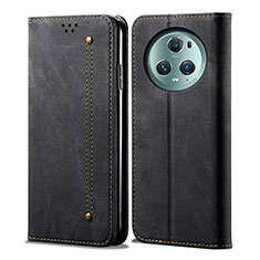 Coque Clapet Portefeuille Livre Tissu pour Huawei Honor Magic5 5G Noir