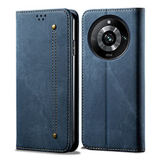 Coque Clapet Portefeuille Livre Tissu pour Realme 11 Pro+ Plus 5G Bleu
