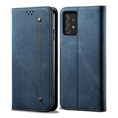 Coque Clapet Portefeuille Livre Tissu pour Samsung Galaxy A33 5G Bleu