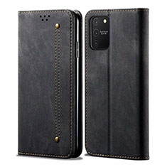 Coque Clapet Portefeuille Livre Tissu pour Samsung Galaxy A91 Noir