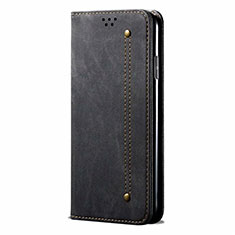 Coque Clapet Portefeuille Livre Tissu pour Samsung Galaxy M21s Noir