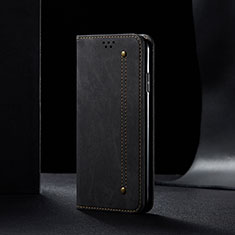 Coque Clapet Portefeuille Livre Tissu pour Samsung Galaxy Quantum2 5G Noir