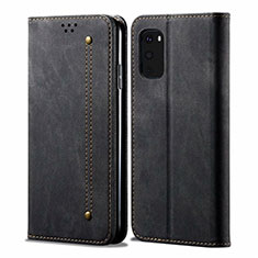 Coque Clapet Portefeuille Livre Tissu pour Samsung Galaxy S20 FE 5G Noir