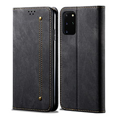 Coque Clapet Portefeuille Livre Tissu pour Samsung Galaxy S20 Plus 5G Noir