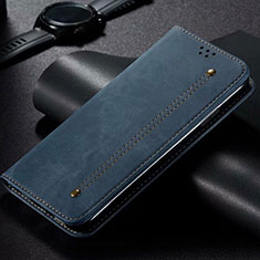 Coque Clapet Portefeuille Livre Tissu pour Vivo S1 Pro Bleu