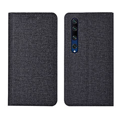 Coque Clapet Portefeuille Livre Tissu pour Xiaomi Mi 10 Noir