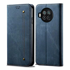 Coque Clapet Portefeuille Livre Tissu pour Xiaomi Mi 10T Lite 5G Bleu