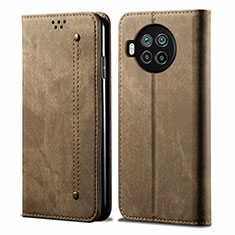 Coque Clapet Portefeuille Livre Tissu pour Xiaomi Mi 10T Lite 5G Kaki