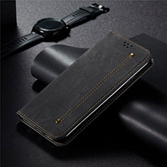 Coque Clapet Portefeuille Livre Tissu pour Xiaomi Redmi 10X 5G Noir