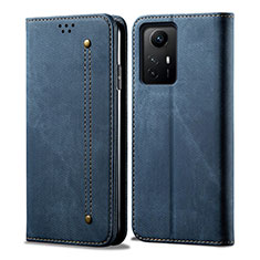 Coque Clapet Portefeuille Livre Tissu pour Xiaomi Redmi Note 12S Bleu