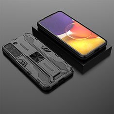 Coque Contour Silicone et Plastique Housse Etui Mat avec Aimant Magnetique Support A01 pour Samsung Galaxy S21 5G Noir