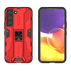 Coque Contour Silicone et Plastique Housse Etui Mat avec Aimant Magnetique Support A03 pour Samsung Galaxy S21 FE 5G Rouge