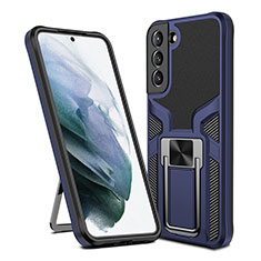 Coque Contour Silicone et Plastique Housse Etui Mat avec Aimant Magnetique Support A05 pour Samsung Galaxy S21 5G Bleu