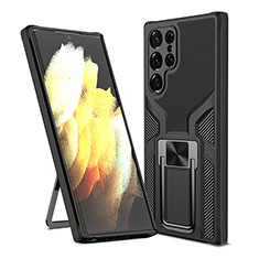 Coque Contour Silicone et Plastique Housse Etui Mat avec Aimant Magnetique Support A05 pour Samsung Galaxy S23 Ultra 5G Noir