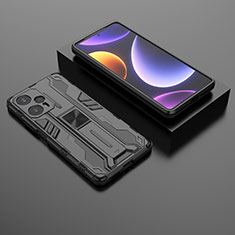 Coque Contour Silicone et Plastique Housse Etui Mat avec Aimant Magnetique Support KC1 pour Xiaomi Poco F5 5G Noir