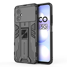 Coque Contour Silicone et Plastique Housse Etui Mat avec Aimant Magnetique Support KC1 pour Xiaomi Poco M4 5G Noir