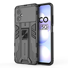 Coque Contour Silicone et Plastique Housse Etui Mat avec Aimant Magnetique Support KC1 pour Xiaomi Redmi Note 11R 5G Noir