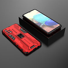 Coque Contour Silicone et Plastique Housse Etui Mat avec Aimant Magnetique Support KC2 pour Samsung Galaxy A71 4G A715 Rouge