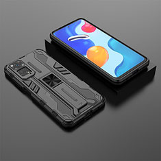 Coque Contour Silicone et Plastique Housse Etui Mat avec Aimant Magnetique Support KC2 pour Xiaomi Redmi Note 11 4G (2022) Noir