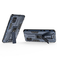 Coque Contour Silicone et Plastique Housse Etui Mat avec Aimant Magnetique Support KC3 pour Samsung Galaxy A51 4G Bleu
