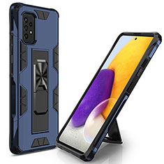 Coque Contour Silicone et Plastique Housse Etui Mat avec Aimant Magnetique Support MQ1 pour Samsung Galaxy A52s 5G Bleu