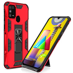 Coque Contour Silicone et Plastique Housse Etui Mat avec Aimant Magnetique Support MQ1 pour Samsung Galaxy M31 Prime Edition Rouge