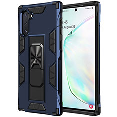 Coque Contour Silicone et Plastique Housse Etui Mat avec Aimant Magnetique Support MQ1 pour Samsung Galaxy Note 10 5G Bleu