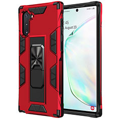 Coque Contour Silicone et Plastique Housse Etui Mat avec Aimant Magnetique Support MQ1 pour Samsung Galaxy Note 10 5G Rouge