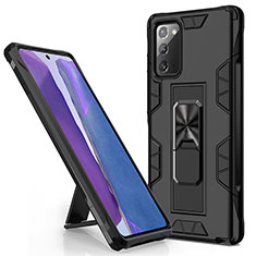 Coque Contour Silicone et Plastique Housse Etui Mat avec Aimant Magnetique Support MQ1 pour Samsung Galaxy Note 20 5G Noir