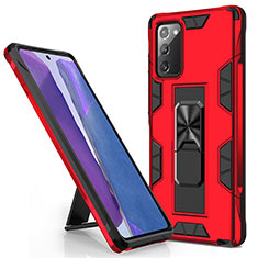 Coque Contour Silicone et Plastique Housse Etui Mat avec Aimant Magnetique Support MQ1 pour Samsung Galaxy Note 20 5G Rouge