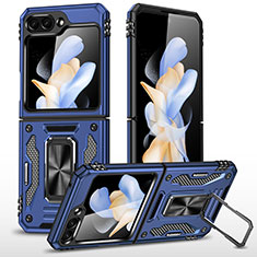 Coque Contour Silicone et Plastique Housse Etui Mat avec Aimant Magnetique Support MQ1 pour Samsung Galaxy Z Flip5 5G Bleu
