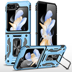 Coque Contour Silicone et Plastique Housse Etui Mat avec Aimant Magnetique Support MQ1 pour Samsung Galaxy Z Flip5 5G Bleu Ciel