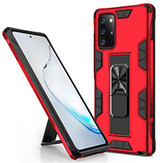 Coque Contour Silicone et Plastique Housse Etui Mat avec Aimant Magnetique Support pour Samsung Galaxy Note 20 Plus 5G Rouge